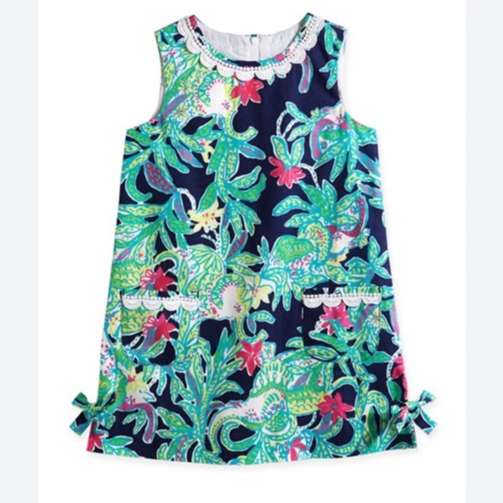 Lilly Pulitzer Trunk Show‎ Elephant Blue Green Shift Dress Size 8